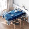 Festive Blue Tablecloth With White Snowflake Design For Dining Room Decorations Reusable Linen Christmas Party Decoration Cover