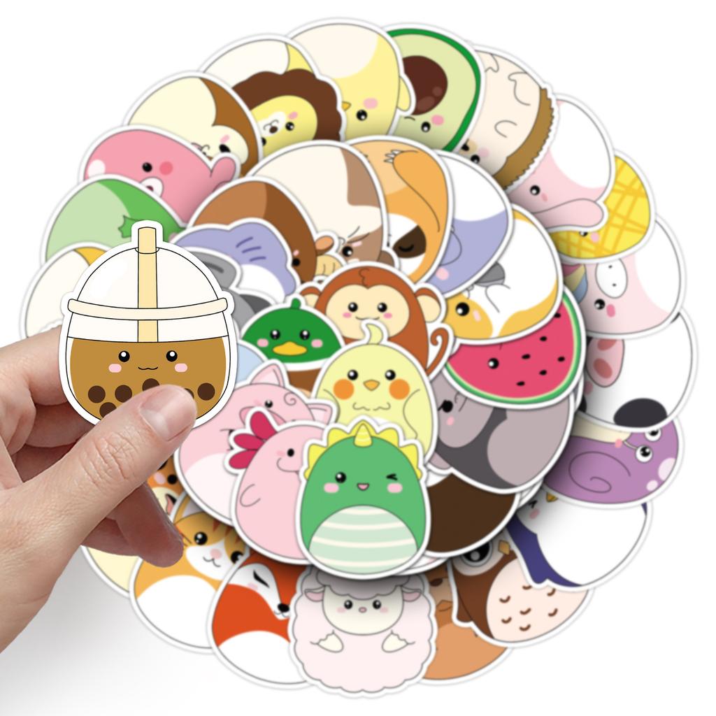 50 Cartoon Dolls Graffiti Decals Cute Hand-Painted Animal Decorative Water Cup Toy Creative Decals Water-Repellent