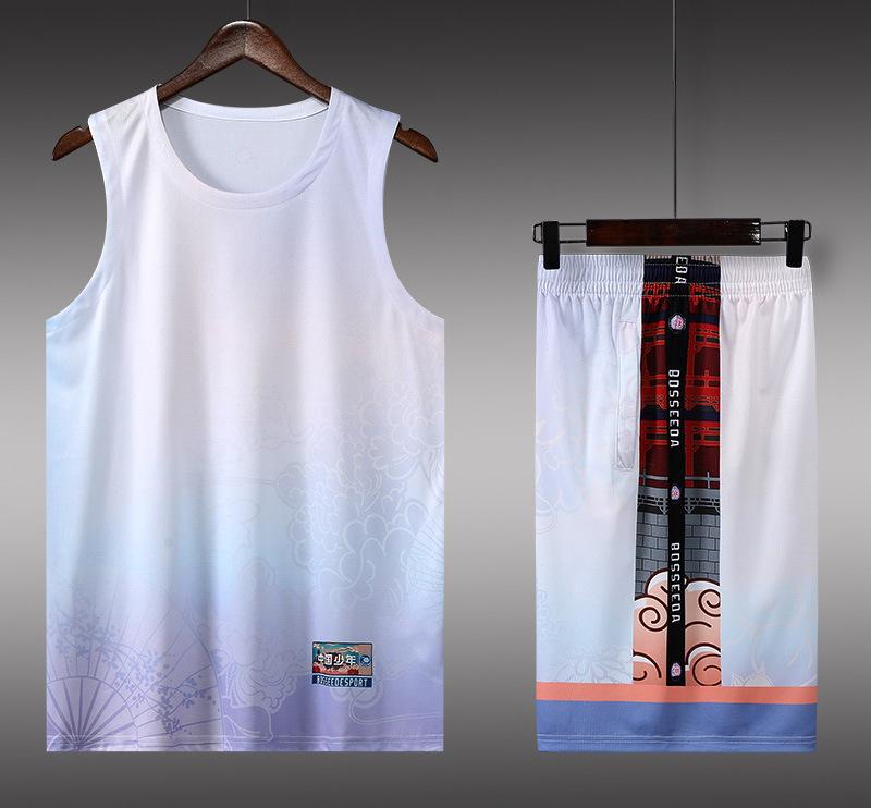 

Basketball Suit Men S Printed Summer Game Sports Children S Training Women S Team Uniform Basketball Suit Large Size Gradual Change Tide adult 7xl шампанського
