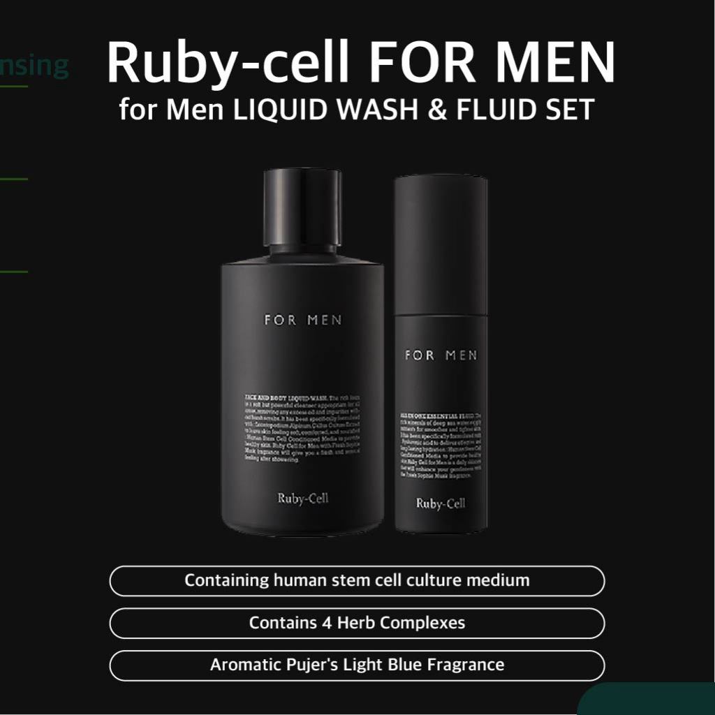 Ruby Cell FÜR MÄNNER GESICHTS- UND KÖRPERFLÜSSIGWÄSCHE 200 ml ÄTHERISCHES FLÜSSIGKEIT 50 ml/All-in-one, Schweiß, Talg, Abfallpflege, feuchtigkeitsspendend,