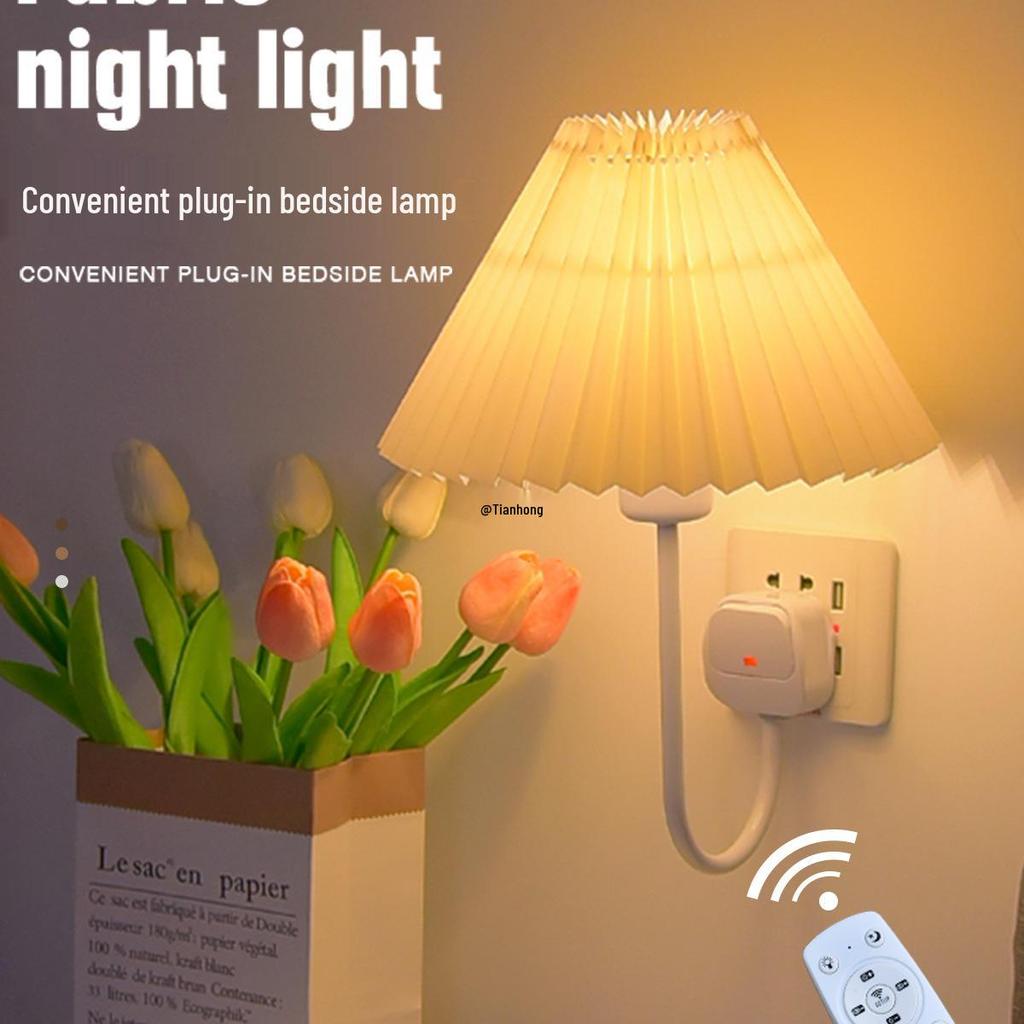 Remote-Control Night Light & Baby Feeder with Eye Protection - Plug-in Bedside Lamp for Sleep & Ambience