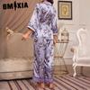 GMXIA Pyjamas Autumn and Winter Women Simulation Silk French Cardigan Lace-up Robe Pajama Trousers Senior Sense of Homewear Suit