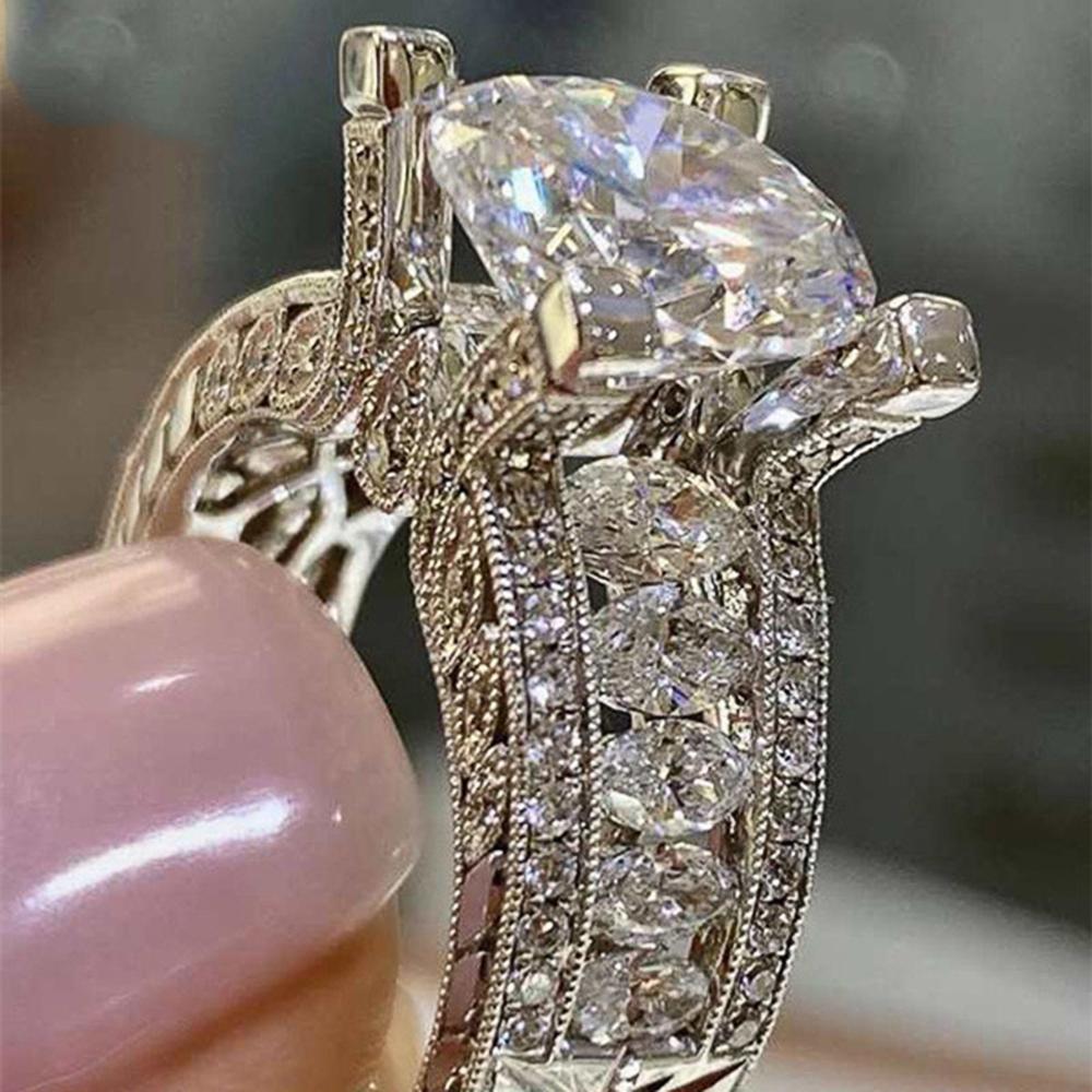 

Huitan Gorgeous Big Cubic Zircon Rings for Women Wedding Anniversary Gift Noble Female Party Ring Brilliant Fashion Zircon 7