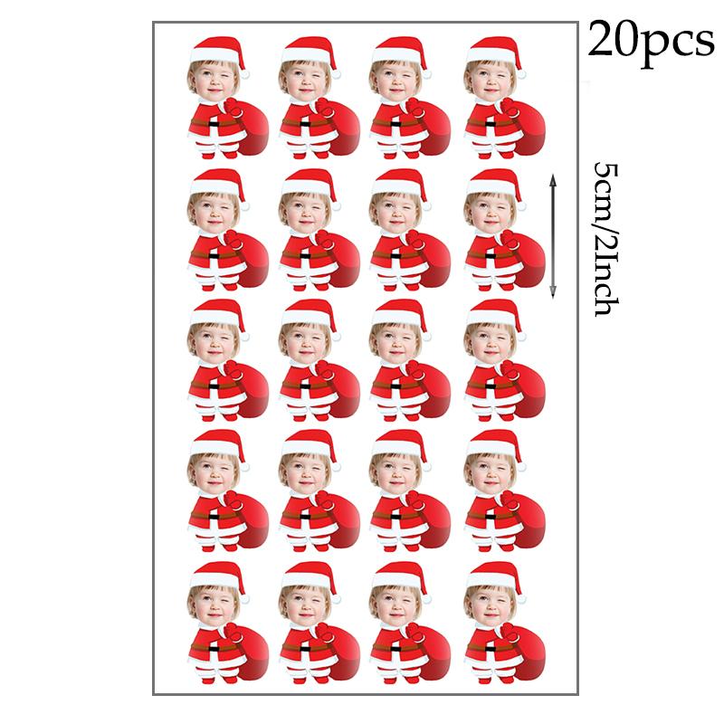 

Customized Christmas Sealing Stickers Custom Kids Face Cake Topper Personalized Xmas Man Funny Banner New Year Party Supply As Picture