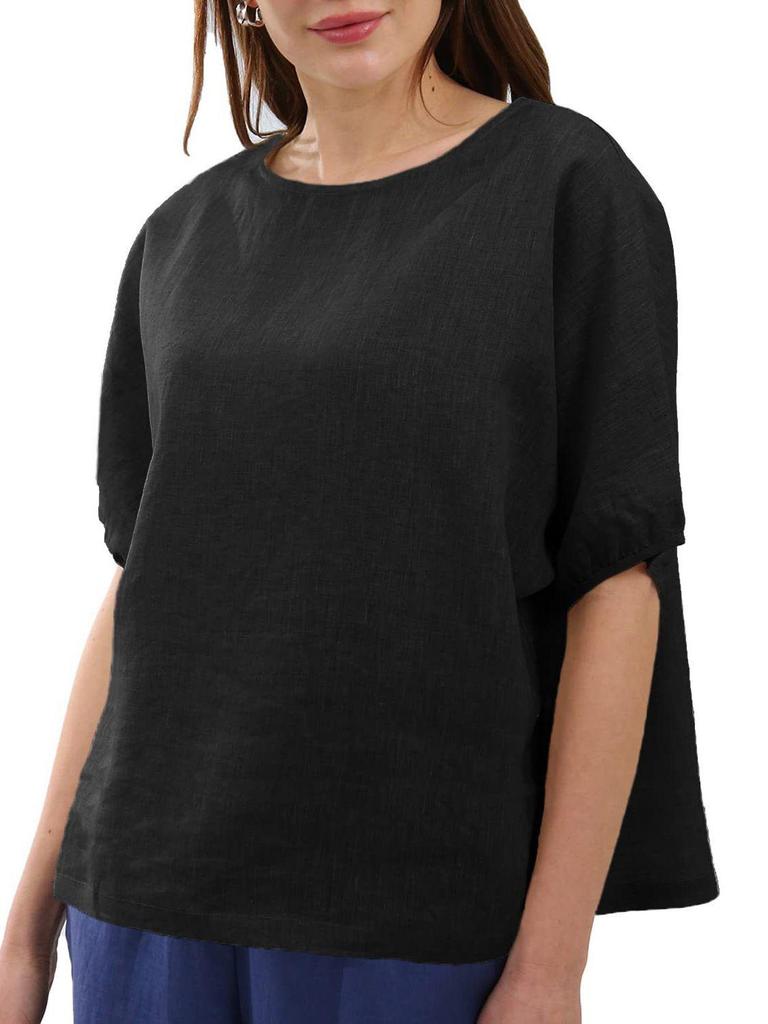 Women's European & American Style Summer Linen Lantern Sleeve Top