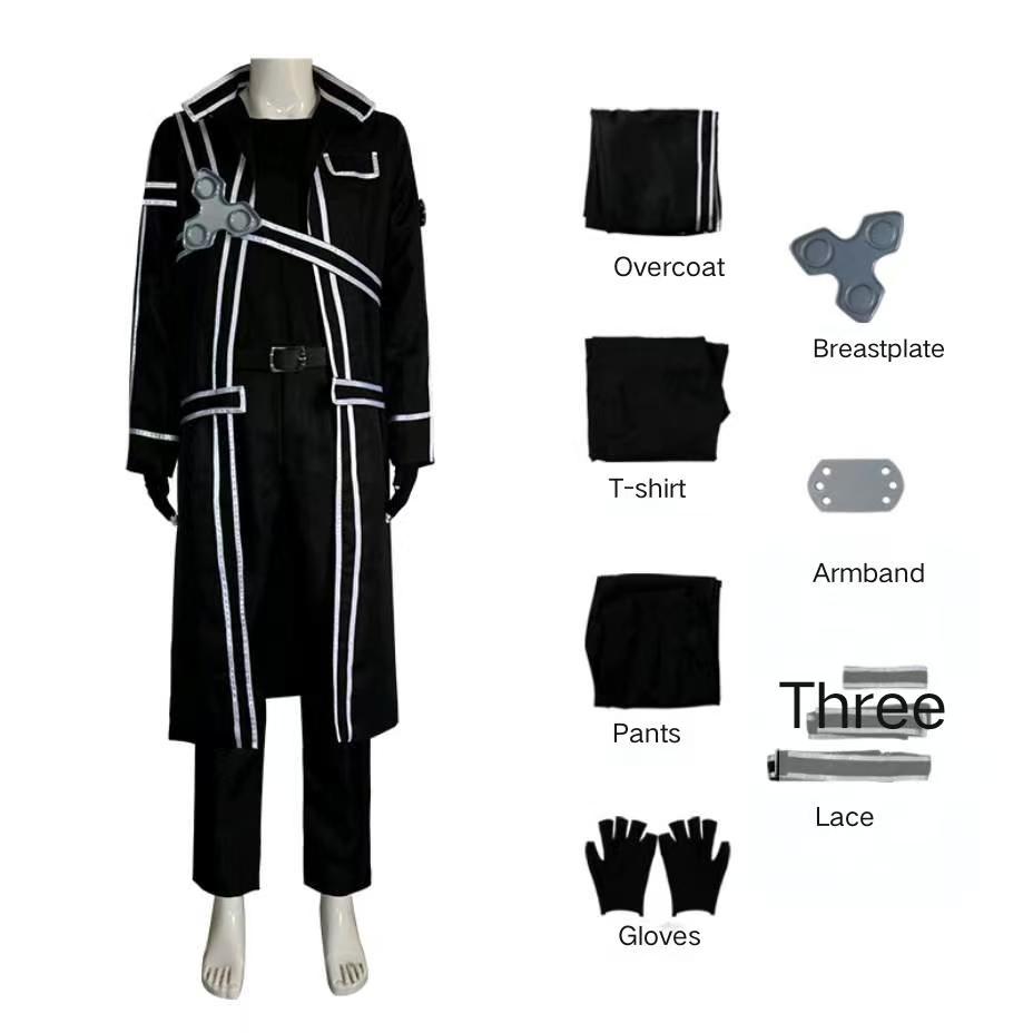 

Anime Sword Cos Kirito Kazuto Kirigaya Cosplay Costume Wig Art Online Jacket Shirt Pants Custom Size Outfit for Women Men XXXL&Other