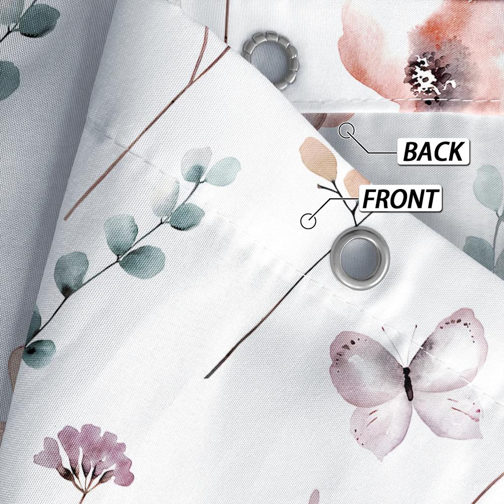 1 Piece Of 180X180Cm Pink Ink Floral Digital Printing Shower Curtain Partition, Bathroom Waterproof And Mold Resistant