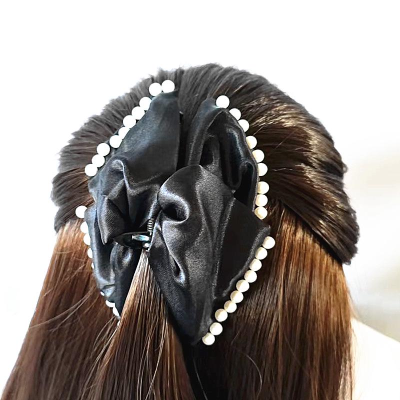 French Pearl Fabric Elegant Hair Clip - Versatile Large Shark Clip Fashion Accessory