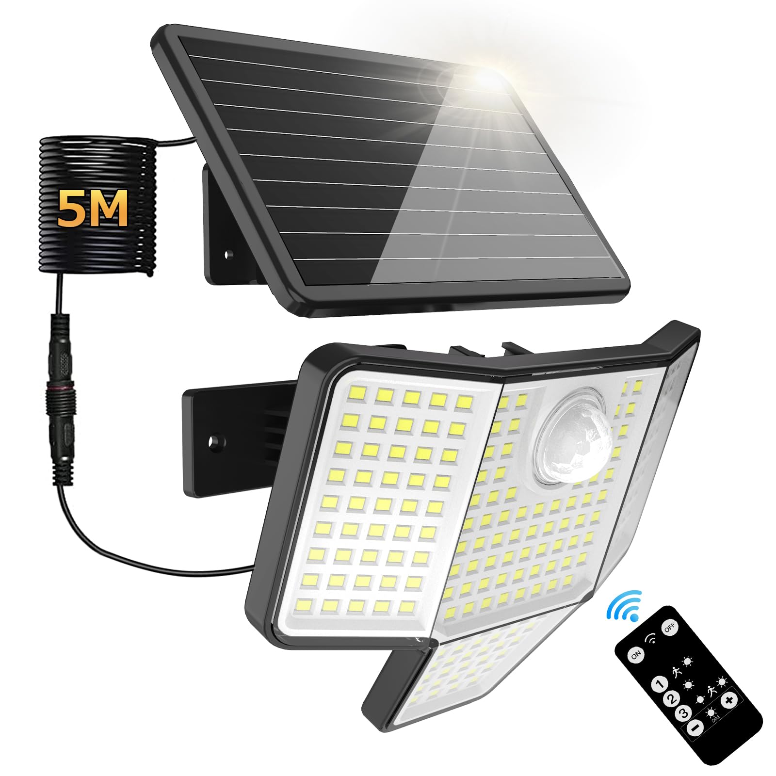 

Solar Light, Outdoor Sensor Light, Separate Type [189 LEDs, 4-Sided Lighting, 3 Dimming Levels, 3 Intelligent Modes], High Brightness, Motion Sensor,