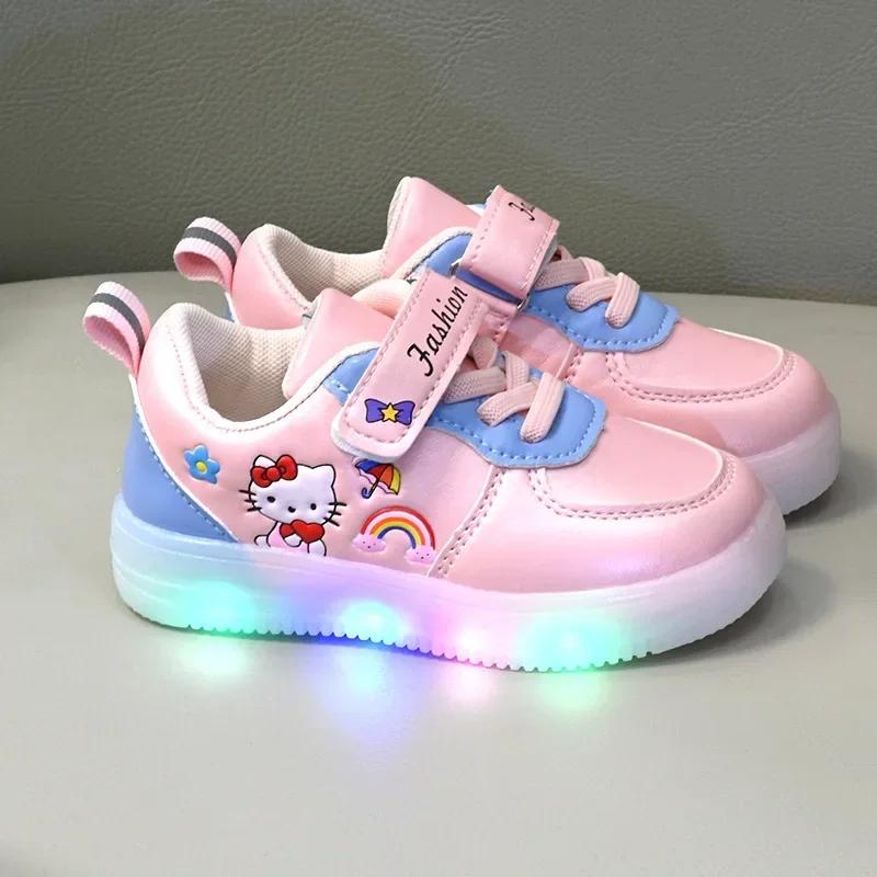 

New Lighting Shoes Princess Shoes Leather Surface Board Shoes Girls Fashion Trend Sports Shoes White Shoes Casual Shoes 21