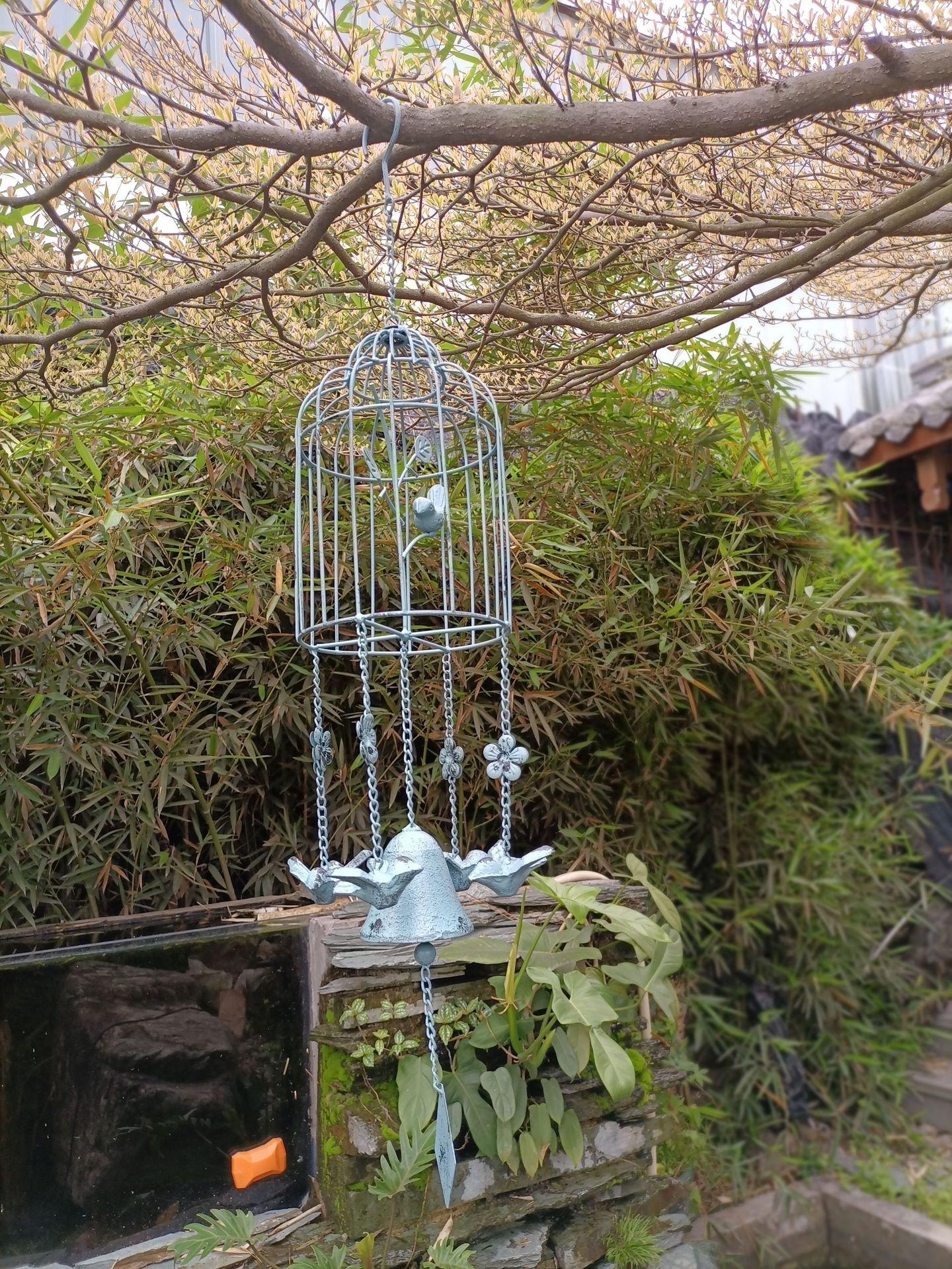

Hanging Wind Chimes with Birdcage Shape, Perfect Decoration for Garden синій