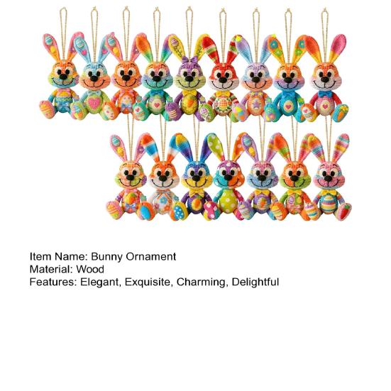 Easter Wooden Bunny Ornaments Farmhouse Rustic Wood Cutouts Hanging Decorations Spring Holiday Tree Ornaments for Home Party Decor