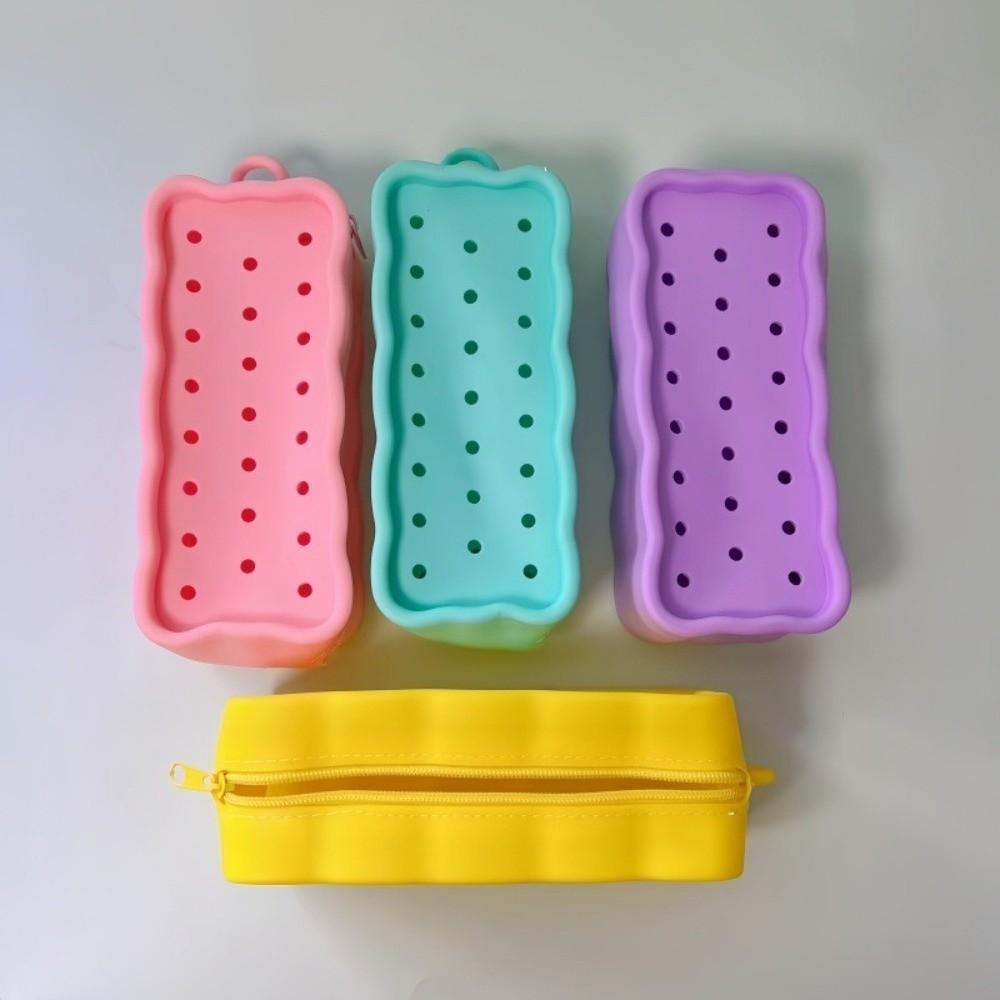 DIY Silicone Hole Pen Bag Large Capacity Pencil Case New Student Stationery Bag
