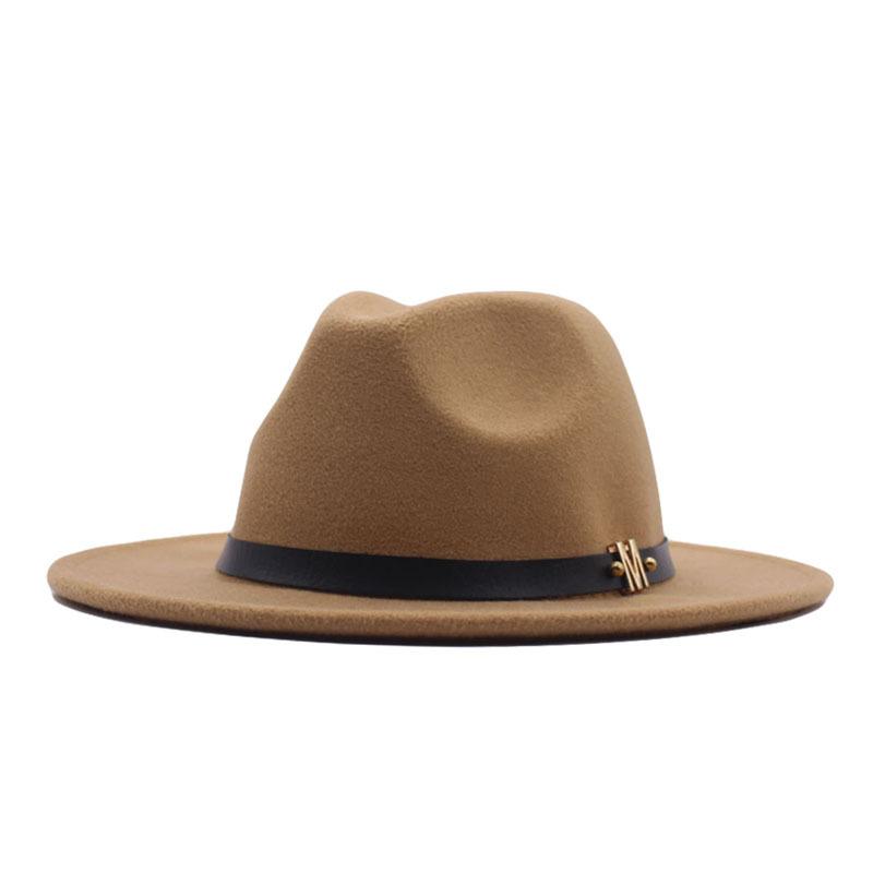 eBay European and American fashion autumn and winter new M belt woolen top hat men's and women's jazz hat