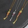 Creative Swinging Fish Pendant Necklace Colorful Copper Alloy Jewelry For Women Fashionable Dynamic Neckchain