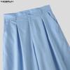 INCERUN Two Pieces Summer Men Lapel Neck Short Sleeve Cropped Tops and Pants Sets
