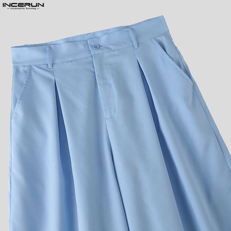 INCERUN Two Pieces Summer Men Lapel Neck Short Sleeve Cropped Tops and Pants Sets