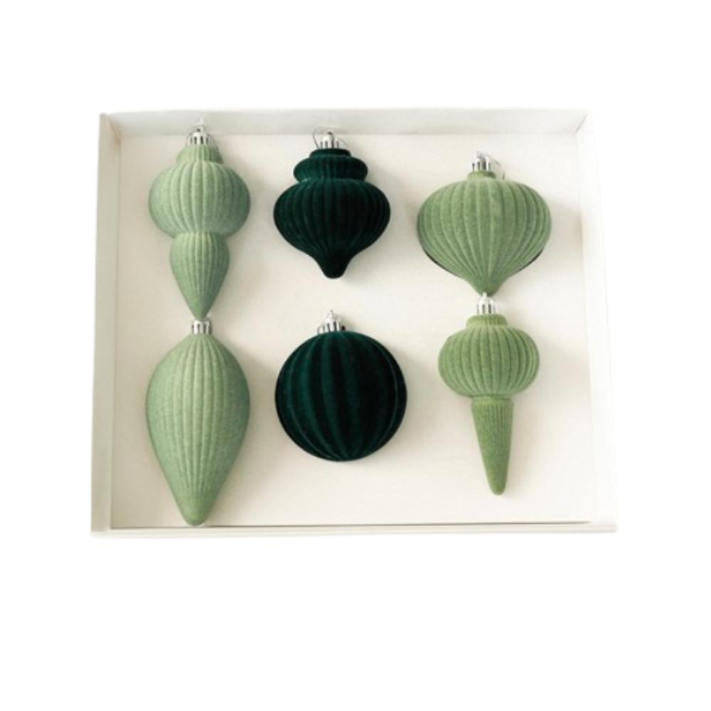 6pcs Shatterproof Christmas Hanging Balls Flocked Xmas Tree Ornaments Home Indoor Outdoor