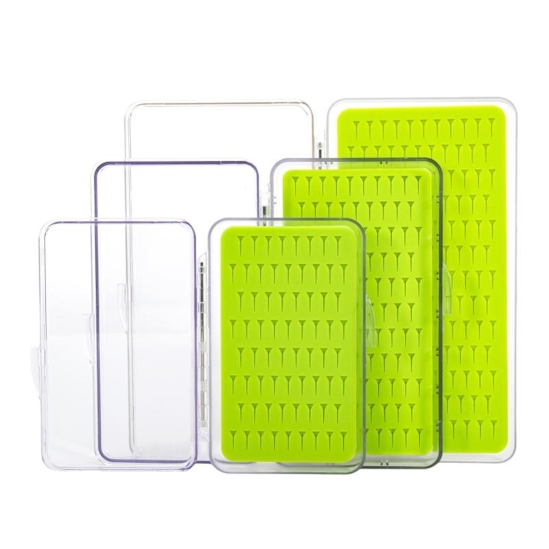 Waterproof Single Side Plastic Fly Box Silicone Pad Insert Fly Storage Fishing Tackle Box Clear Lid Fly Box Container