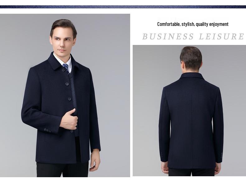 Brand Men's High-End Double-Sided Cashmere Coat - Wrinkle-Resistant Classic Business Wool Jacket