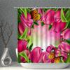Plant Floral Shower Curtain 3D Butterfly Flower Natural Landscape  Bathroom Curtains Polyester Fabric With Hook Home Bath Decor