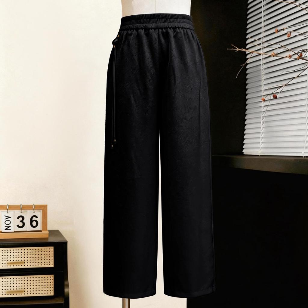 Lightweight Elastic Waist Wide Leg Pants for Middle-Aged and Elderly Women