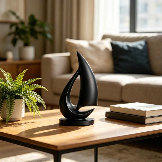 Modern Sailboat Statue 3D Printed Shipping Boat Figurine for Living Room Coffee Table Office Shelf Table Centerpiece