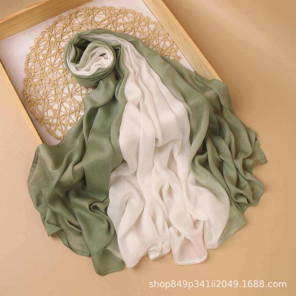 Ombre Modal Hijab Gradient Cotton Rayon Crease Hijab Scarf Lady High Quality Wraps And Shawls Musulman Headband Islamic Turban