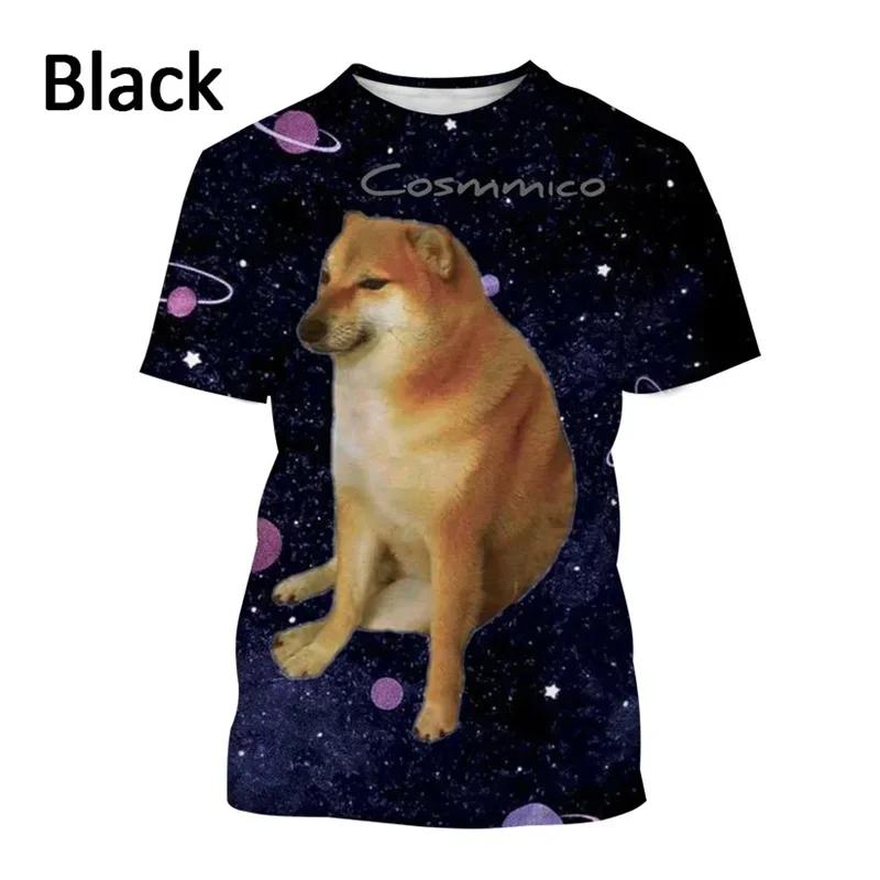 Astronaut Doge Dogecoin Graphic Printed T-Shirt Men Clothing Fashion Meme Cheems Casual 3D Printing Tee Tops