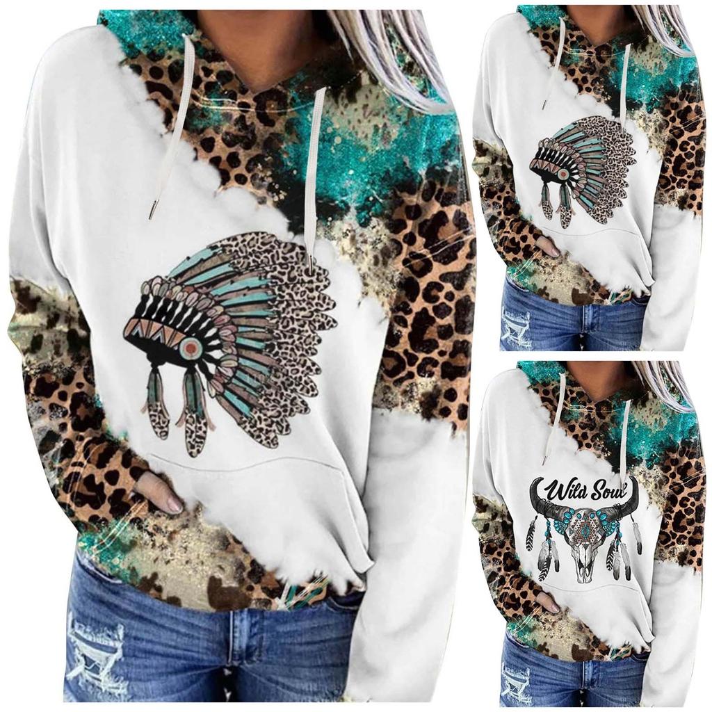 Women's Casual Fashion Temperament Round Neck Jumper Long Sleeve Western  Hoodie