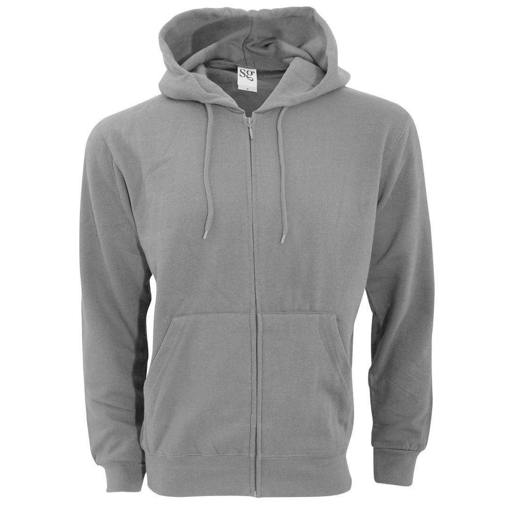 SG Mens Plain Full Zip Hooded Sweatshirt