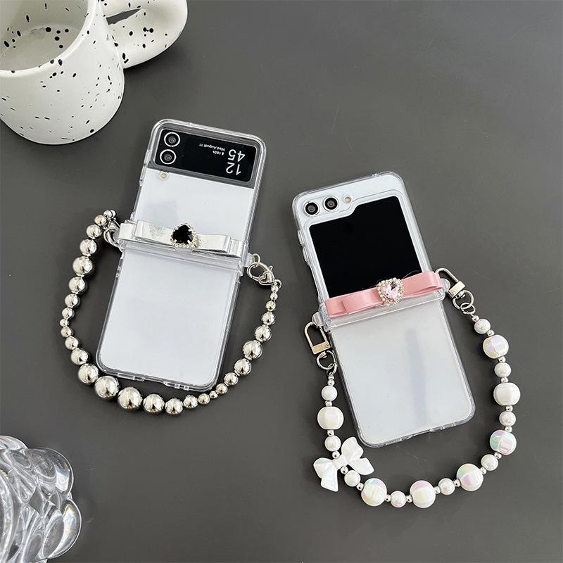 Transparent für Samsung Zflip 6 Handyhülle für W24flip Flip Flip Flip Faltbildschirm Handkette Schleife Liebe