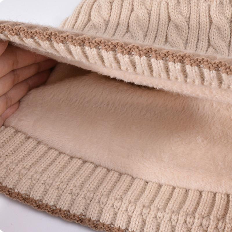3Pcs Children Winter Hat Neck Warmer Gloves Set Fleece Lining Kids Beanie Scarf Suit Outdoor Child Cap for Girls Boys 4-10Y