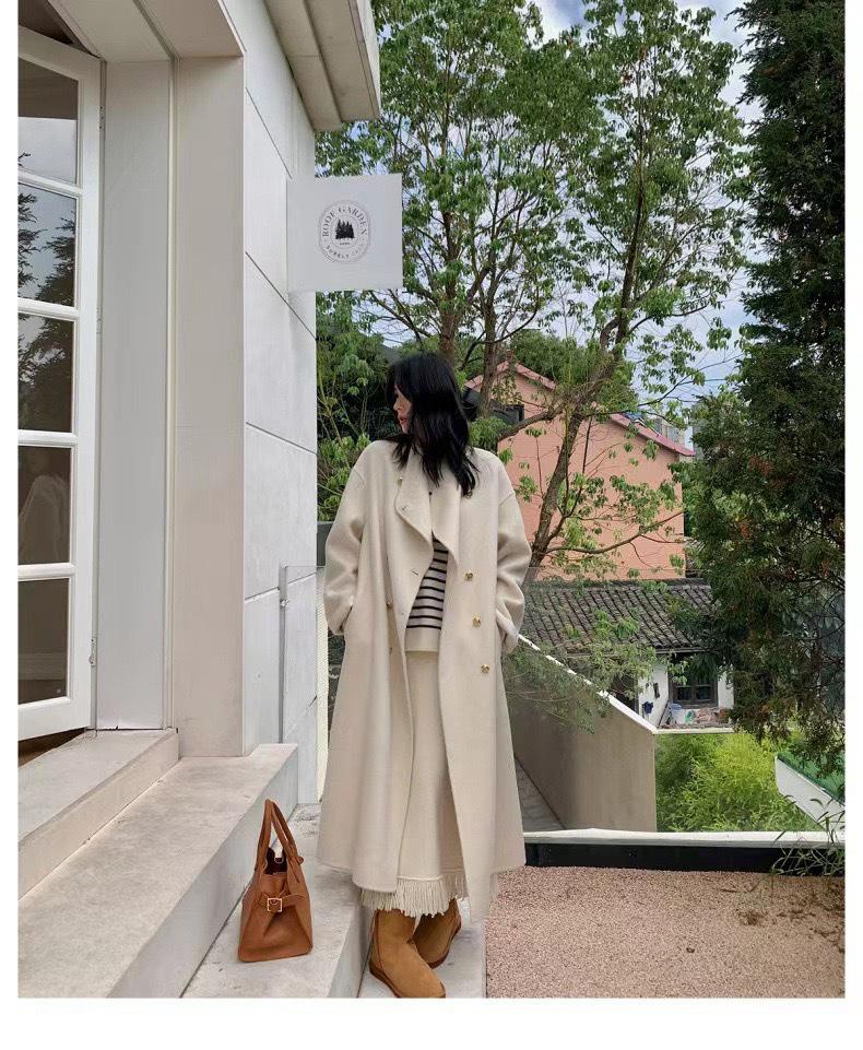 Korean High-Collar Gentle Gray Loose-Fit Wool Coat for Women - Autumn/Winter Fashion