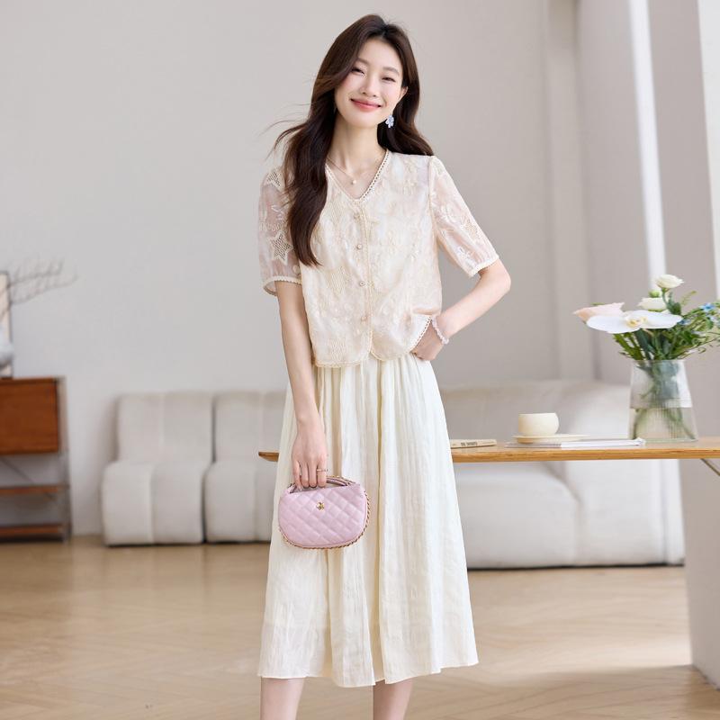 Women's Dress Summer New Fashion Casual Versatile Shirt Two-piece Skirt