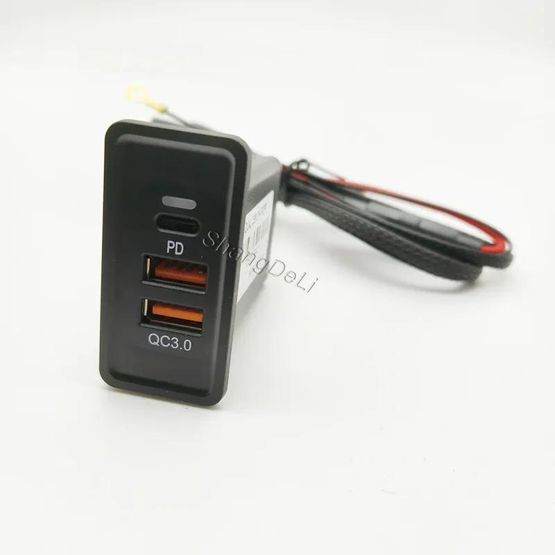 12V/24V Modified Charging Socket Power Outlet Switch Car Dual USB Charge QC3.0 Phone Charger Adapter For VW Golf 7 Accessories