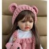 55cm 22inch Long Brown Hair Reborn Doll Realistic Princess Toddler Birthday Gift Lifelike Reborn Baby Girl Doll Soft Silicone