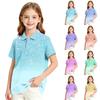 Girls' Short Sleeve Gradient Print School Uniform T-Shirt for Casual and Formal Occasions
