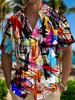 Men's Hawaiian Shirt Abstract Graffiti 3D Print Short Sleeve Casual Shirt Loose Fit Summer Top Street Art Daily Wear