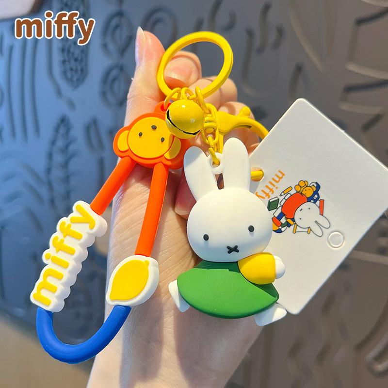 New Kawaii Miffy Rabbit Keychain Cartoon Couple Backpack Pendant Car Key Accessories Creative Festival Gifts