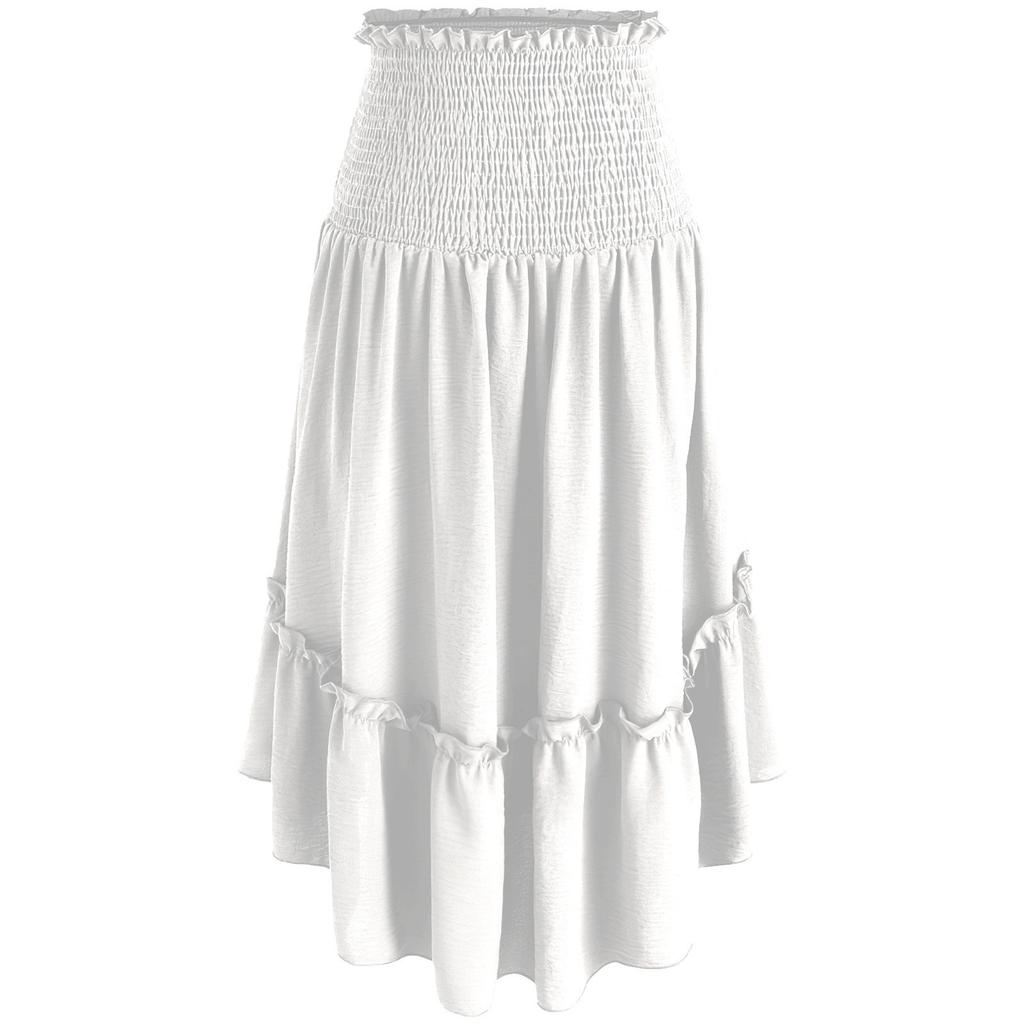 Damen Retro Rock Rüschenbund Retro Damenrock Lockerer Rock