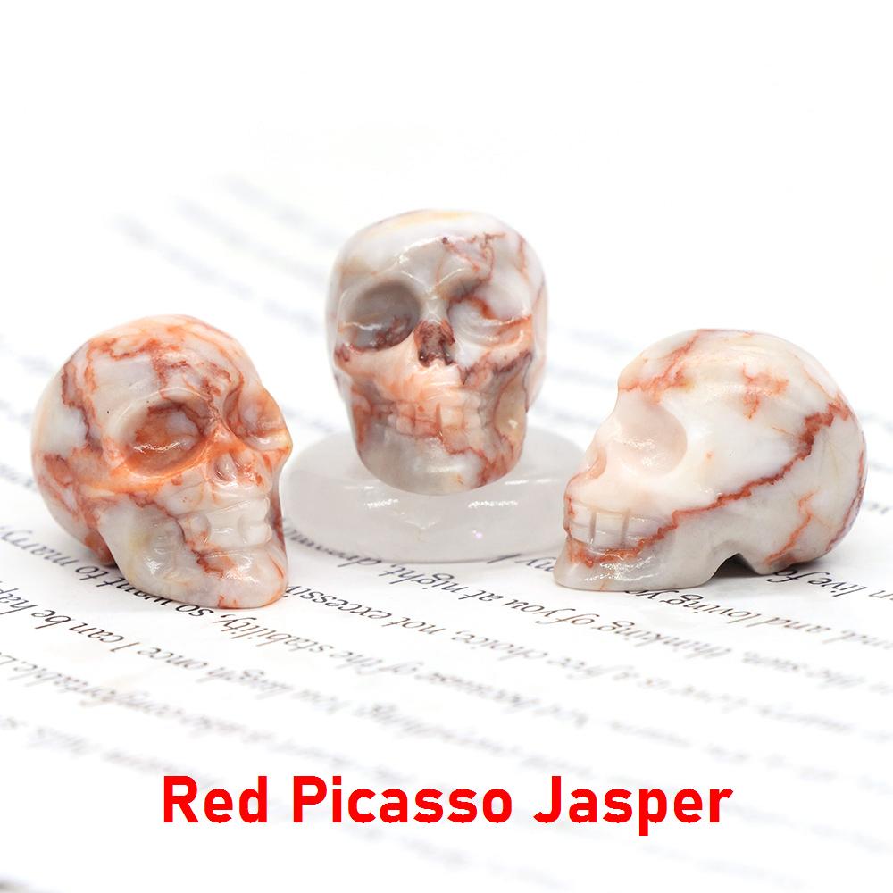 Natural Crystal Skull Ghost Head Statue Rose Quartz Stone Reiki Collectible Diy Gem Carved Spiritual Wicca Home Decor Gift 30Mm