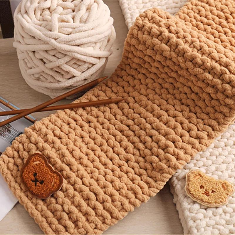 Single strand Soft Milk Cotton Blends Polyester Blended Chenille Wool Yarn Chunky for Hand Knitting DIY Crochet Hat Scarf Thread