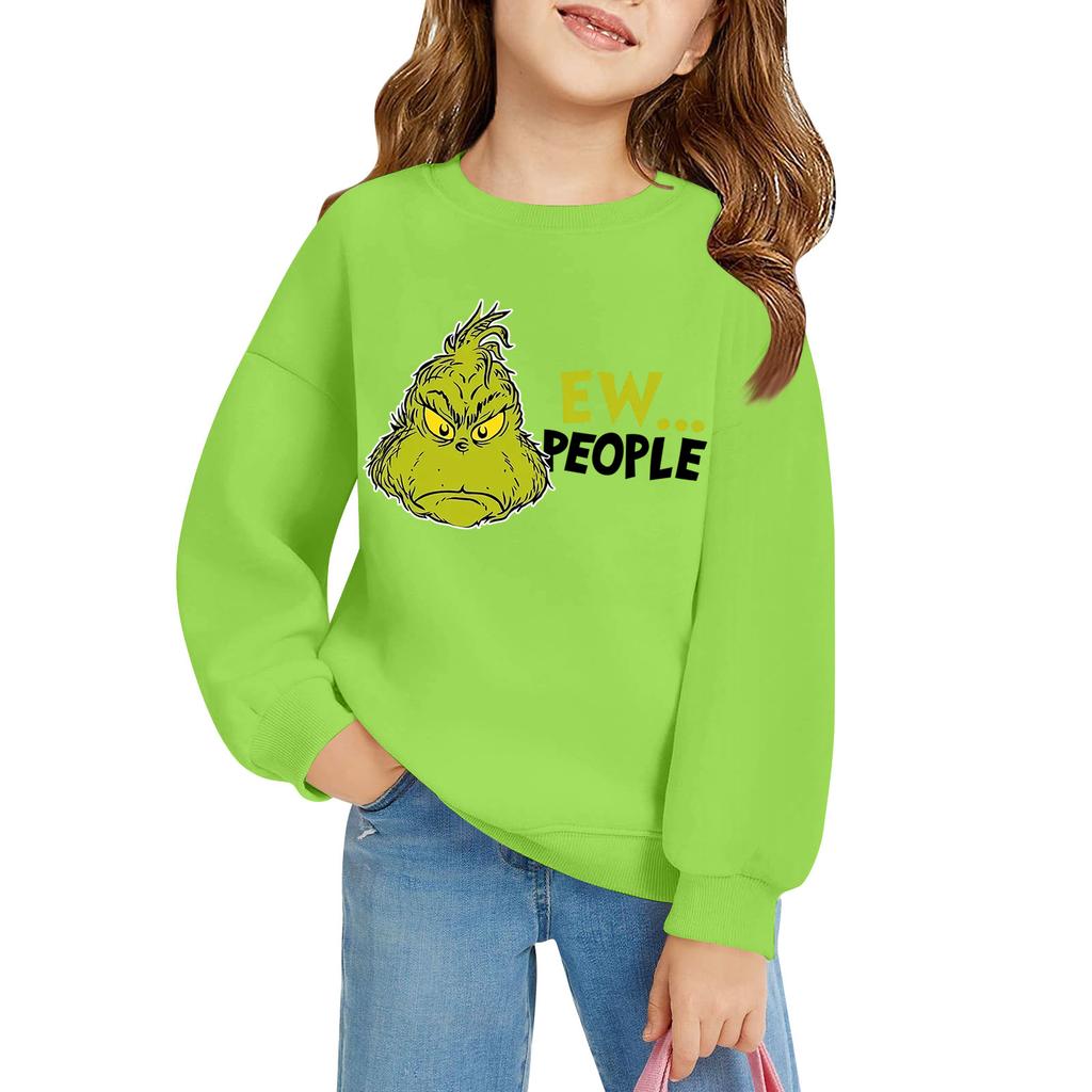 Kids' Long Sleeve Loose Pullover Letter Printed Round Neck Sweatshirt