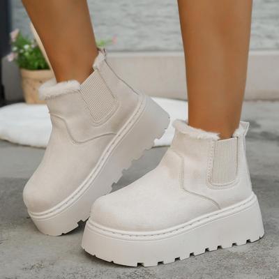 Botas de Neve Femininas Tamanho Grande Sola Macia Inverno Quente Pelúcia Botins Acolchoados Forrados Botas de Algodão Esportivas de Caminhada Antiderrapantes