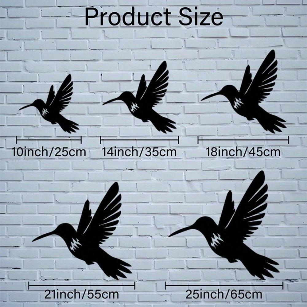 1pc 2D Flat Black Hummingbird Metal Wall Art, Indoor/Outdoor Nature Decor