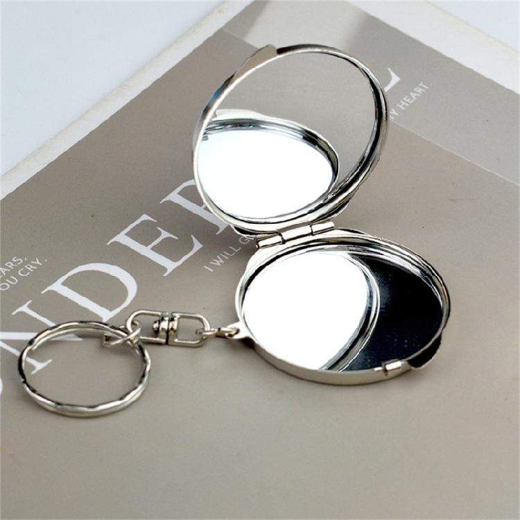 Easy To Clean Metal Keyring Cosmetic Mirror for Travel Office and Daily Activities Featuring Sturdy Construction