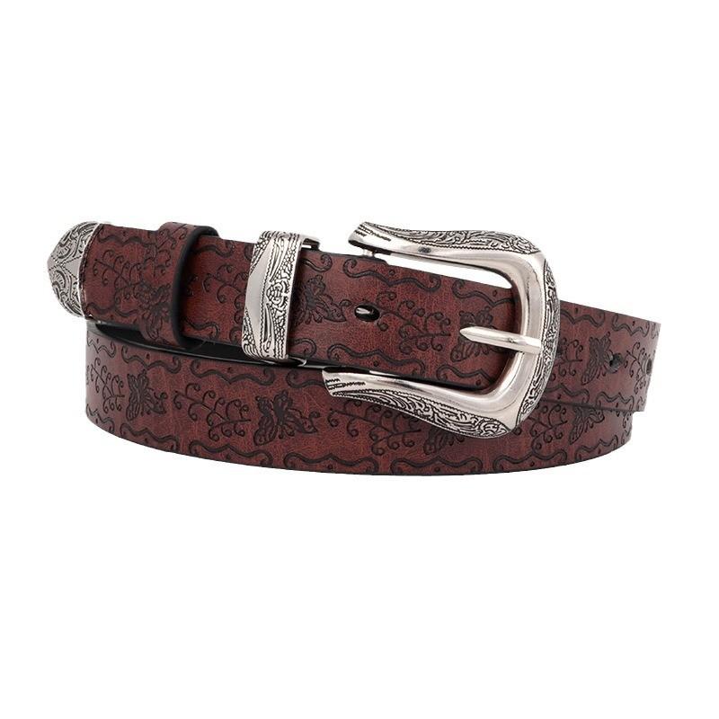 Leather Retro Womens Belt Butterfly Print Design For Trendy And Classic Looks