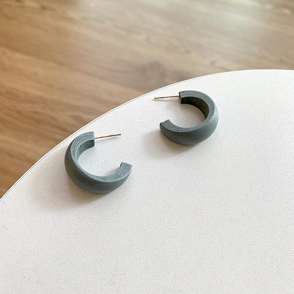 1 Pair Women Earrings Geometric Retro Earring Ornament Simple Ear Decor Wood Semicircle Jewelry Decorations Jewelries
