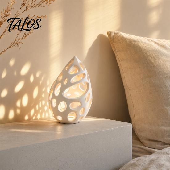 Light Shadow Candle Decor 3D Printed Hollow Droplet Holder, Minimalist Candlestick, Matte White Tabletop Unique Design Candlestick for Desk